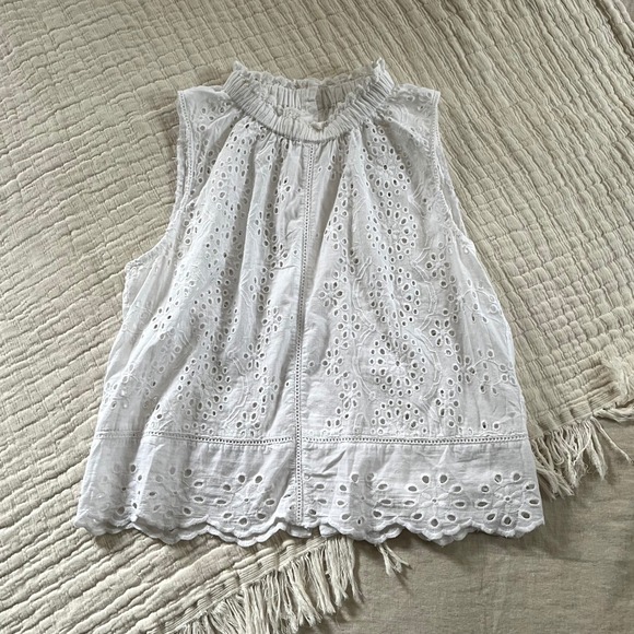 Jennifer & Grace Tops - Jennifer & Grace White Cotton Eyelet Top